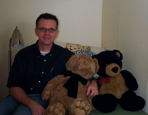 James with Teddy Bears